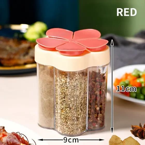 Porta tempero e condimento 5 em 1 Acrilico Pote Organizador cabe 5 Temperos
