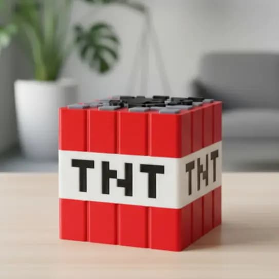 Bloco TNT Pixel Art | Cubo TNT Decorativo Jogo de Blocos | Acessório Gamer Craft