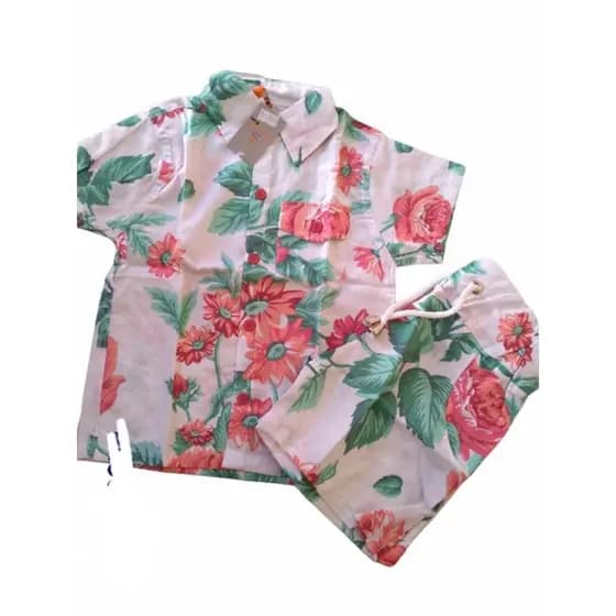 Conjunto mauricinho floral estampado infantil/ Roupa infantil masculino / Conjunto infantil manga curta floral