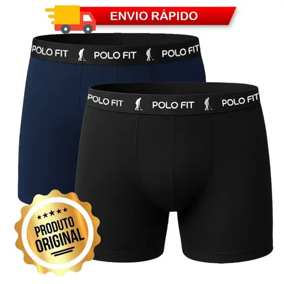 Kit 2 Cuecas Polo Fit Boxer Box Algodão Cotton Masculina Original Oferta Cueca Promoção