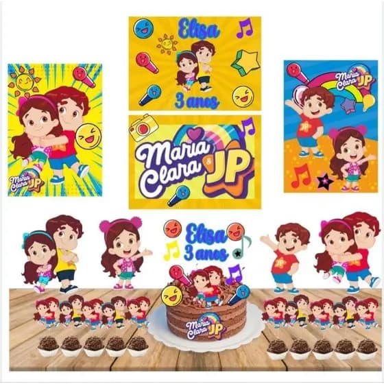 Maria e Jp - kit festa em casa - só um bolinho - envio rápido