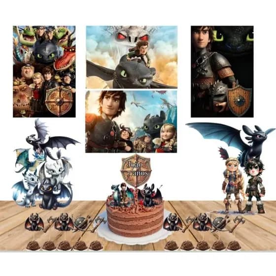 Como treinar seu dragão - kit festa em casa - só um bolinho - envio rápido