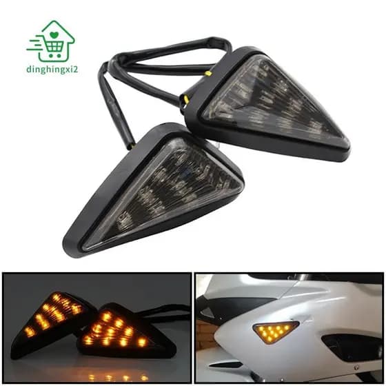 2 Pces Montagem Embutida Em Forma De Triângulo LED Luz De Sinal De Volta , Sinais Da Motocicleta 12V Para