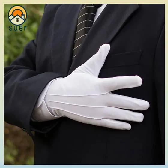 Luvas De Algodão Branco SUEBR , Formais Hidratantes Para As Mãos De Etiqueta Pretas E Brancas