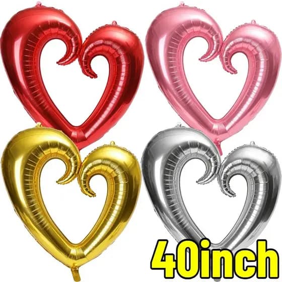 Balão Em Formato De Coração De 40 Polegadas-De Filme De Alumínio Grande-Decoração De Casamento Do Dia Dos Namorados-Ader
