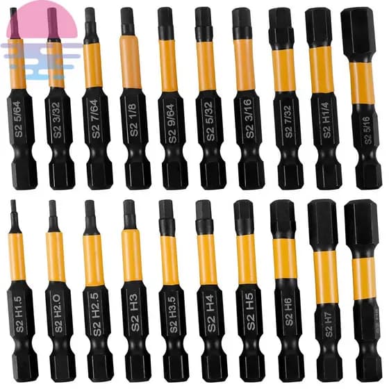 20 Pçs Impacto Hex Cabeça Allen Chave Broca Conjunto SAE E Métrica S2 Liga De Aço Bit Kit SHOPSKC8392