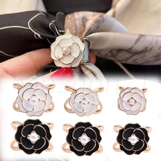 Jóias De Moda De Casamento Presente Clássico/Cachecol De Flor Vintage Trendy Fivela Pérola Camélia De Seda Anel Feminino /