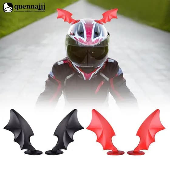 QUENNA 2 Pçs Decoração De Capacete Da Motocicleta Borracha Diabo Chifre Asas Com Ventosas Do Para Moto Acessórios Bicicl