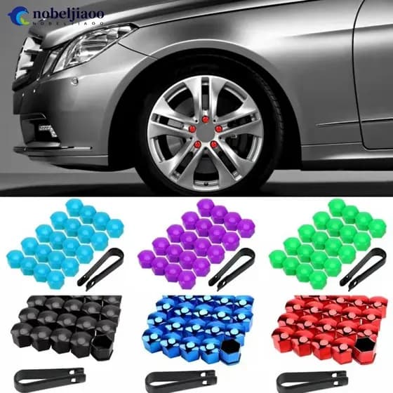 NOBELJIAOO 20 Peças 17/19/21mm Tampas De Porca De Roda De Carro Proteção Anti-Ferrugem Protetor De Parafuso De Cubo Auto