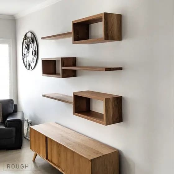 Kit Nicho Retangular Decorativo com Prateleira de suporte invisível de madeira pinus maciça