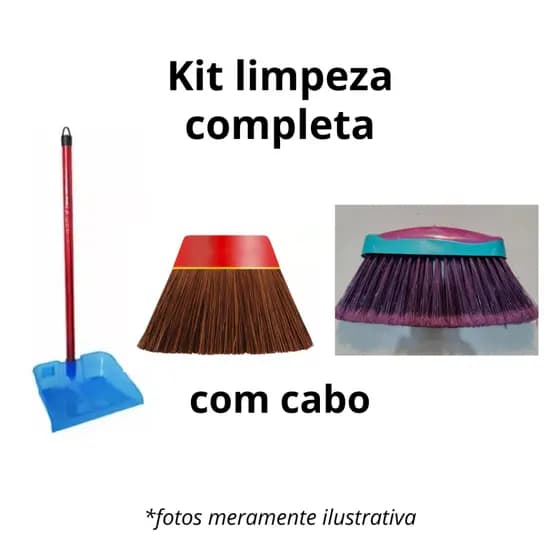 Kit Vassoura Piaçava, Vassoura Master e pá de lixo com cabo