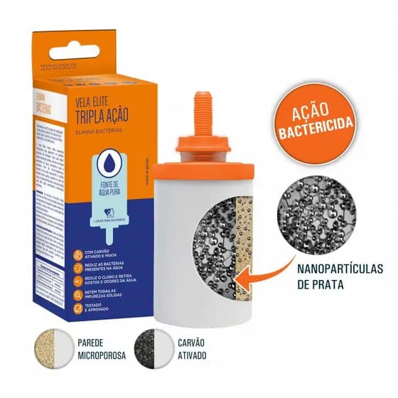Vela Para Filtro de Barro e Acrílico - TRIPLA AÇÃO
