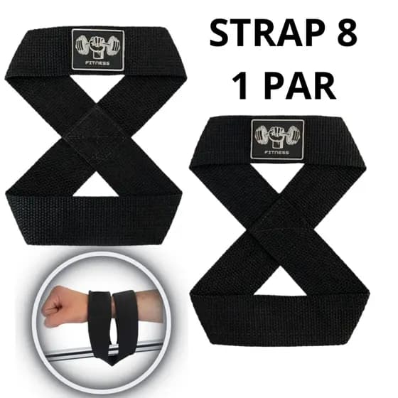 Strap 8 Luva Academia Musculação Fitness - 1 PAR PRETO