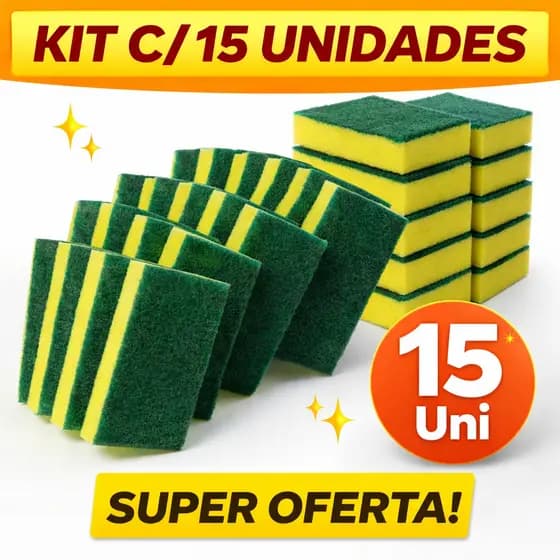 Kit 15 Esponja de Pia Lava Louças Duas Camadas