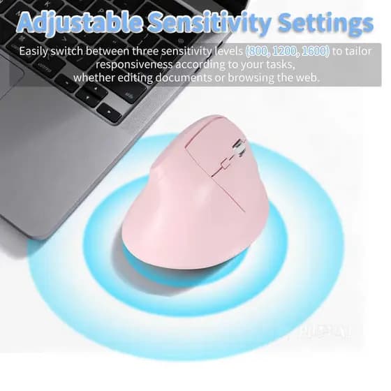 Mouse Vertical Sem Fio Ergonômico 2.4G Bluetooth Modo Duplo Silencioso Clique Tipo C Recarregável 6 Botões 16000 DPI Com