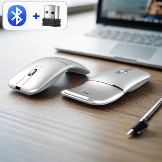 Rato Sem Fio Recarregável Ultra-Fino Silencioso Rotativo Tri-Modo Bluetooth 2.4G Computador Ratos Ópticos Para Tablet De