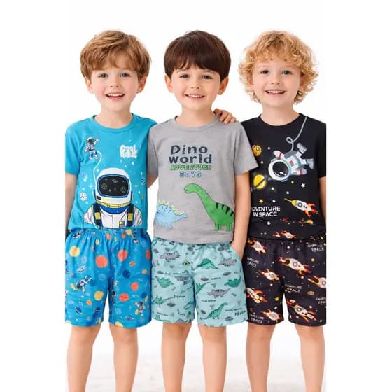 Conjunto Pijama Infantil Masculino Menino Verão Curto 1 ao 14 Anos Estampas Sortidas Roupa de Dormir