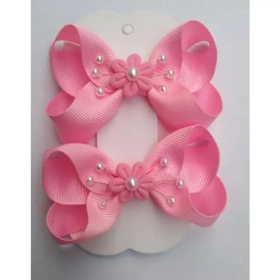 Par Laço Boutique luxo com pérolas - 7 cm no bico de pato
