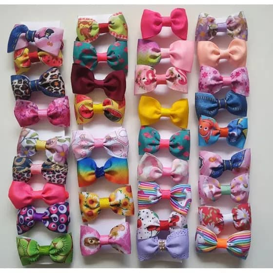 Kit 10 Laços gravatinha Cores e estampas sortidas para Bebê/Criança