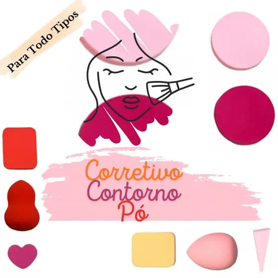 Kit 9 Unidades Esponja De Maquiagem Para Pó Corretivo Base