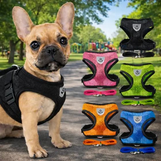 Peitoral Cachorro com Guia Coleira Peitoral Ajustável Passeio Pet Cães Gatos Pequenos Médios Grandes