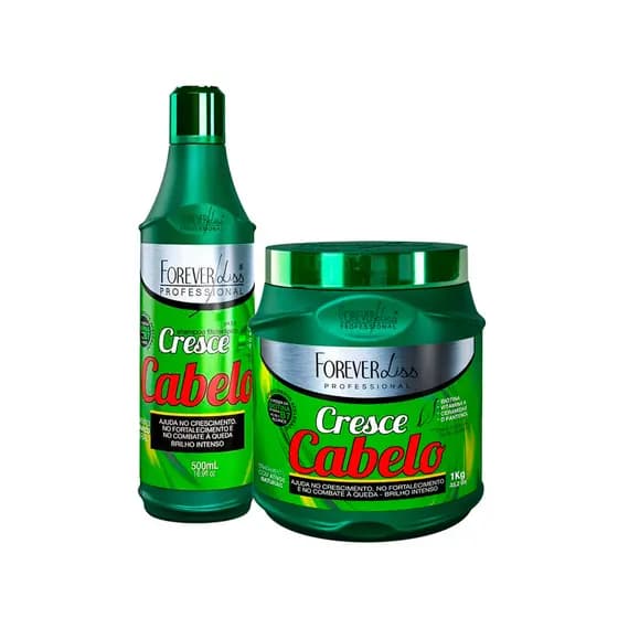 Kit Cresce Cabelo Shampoo 500ml e Máscara 1kg Forever Liss
