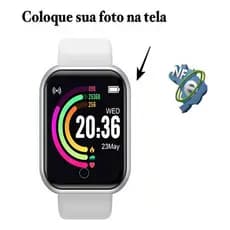 Smartwatch Com Pulseira de Silicone Inteligente D20 Y68 Digital Esportivo bluetooth/usb/monitor Tela 1.3 Cor Branco