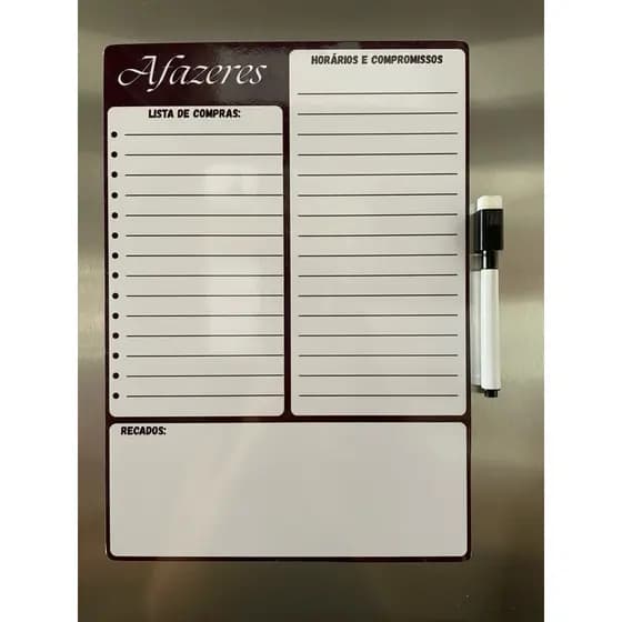 Planner magnético geladeira-Lousa magnética - planner semanal e mensal - GRATIS CANETA