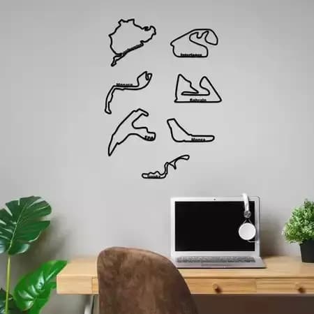 Kit com 7 Pistas Fórmula 1 F1 Decoração de Parede