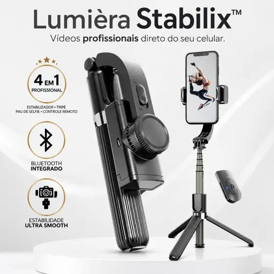 Gimbal Estabilizador De Celular L08 Com Tripé Controle Bluetooth Selfie Para Vídeos