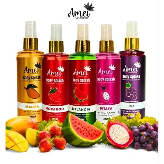 Body Splash Amei Cosméticos spray corporal fragrância frutas