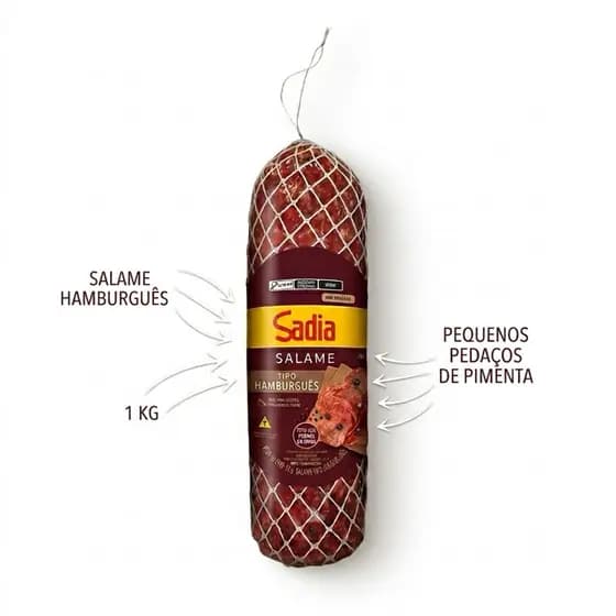 Salame hamburguês defumado com grãos de pimenta 1kg