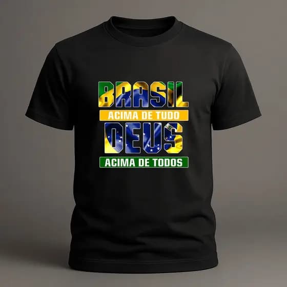 Camiseta Masculina Brasil Acima De Tudo | Bolsonaro 100% Algodão | Conforto e Estilo envio rapido