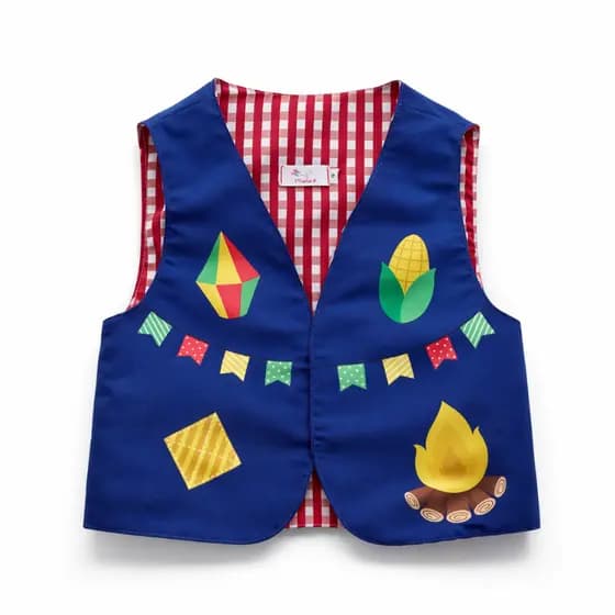 Colete Infantil Azul Festa Junina Menino Fantasia Caipira Quadrilha São João Traje Junino Moderno
