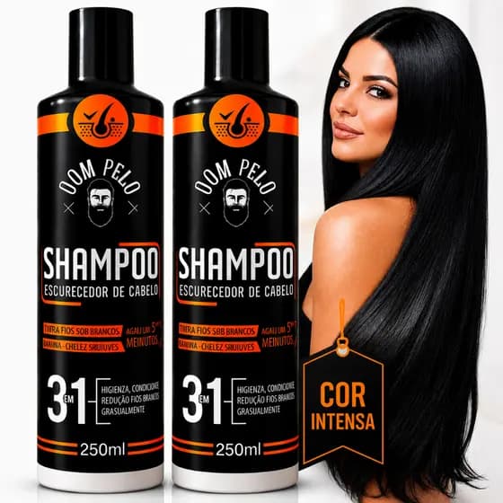Shampoo Escurecedor De Cabelos Grisalhos Brancos Pretos Cor Intensa Hidratação Profunda Dom Pelo 250ml