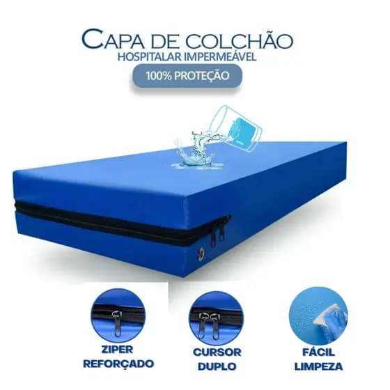 CAPA PROTETORA HOSPITALAR PARA COLCHÃO SOLTEIRO - COURINO IMPERMEÁVEL