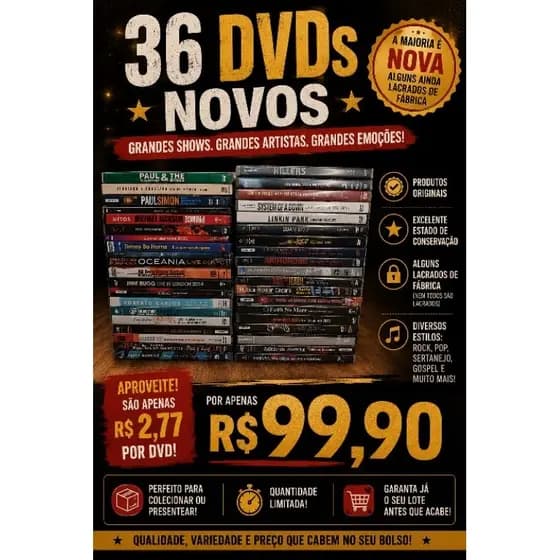 36 DVDs de música - Novos