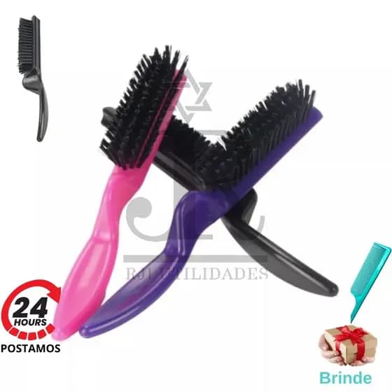 Escova Pente 5 Fileiras Cabelo Barba Finalização Cerdas Firmes PBT Cabo Ergonômico Resistente