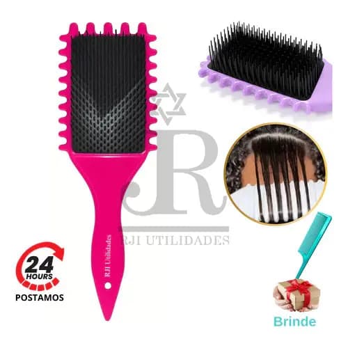 Escova Cabelo Fitagem Cachos Ondulado Finalização Profissional Raquete Wave Mechas