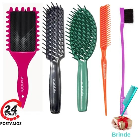 Escova Cabelo, Raquete, Raquete Vazada, Pente 3 Fieiras, Onda, Cacheado, Magica, Baby Hair, Fitagem