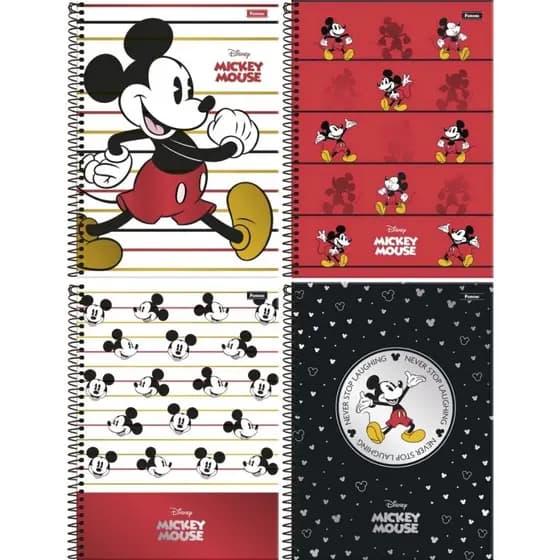 Caderno Universitário Capa Dura Mickey 10 matérias 160 Folhas Foroni