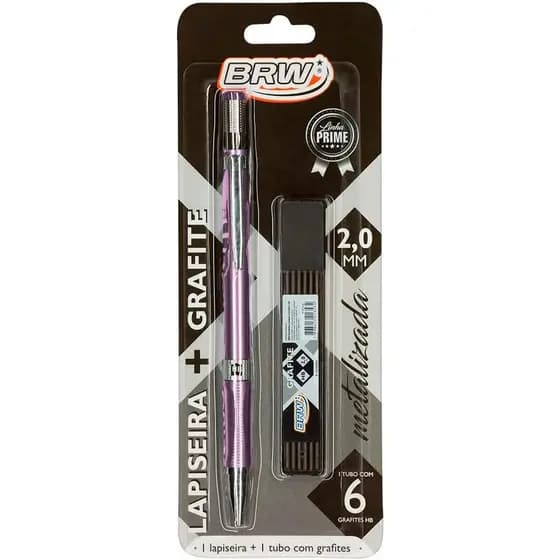 Lapiseira Profissional BRW 2.0mm Rosa Metalizada Escolar + Grafites