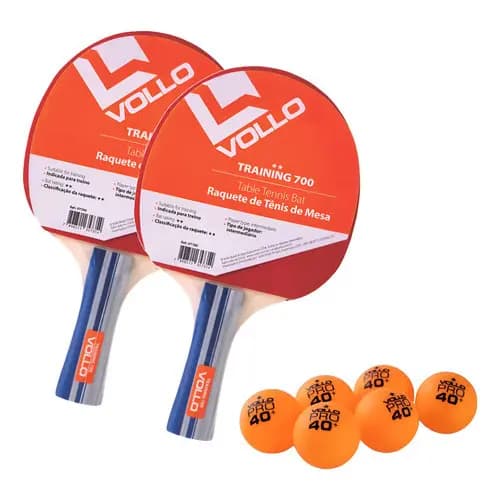 2x Raquetes De Ping Pong Training 700 Vollo 6 Bolas Tênis de Mesa