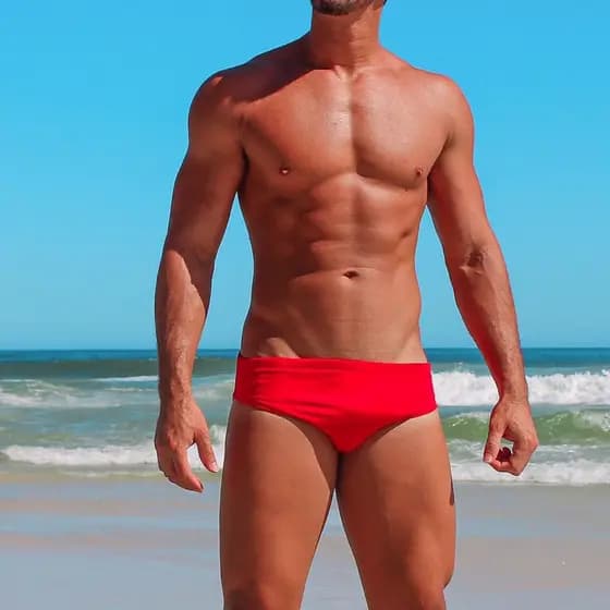 SUNGA SLIP VERMELHA SLIM CAVADA VERÃO 2021 Masculina slim Moda Praia Sunga de banho masculina lisa slip