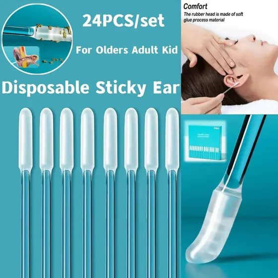 24 Pçs/set Cotonetes De Ouvido Pegajosos Descartáveis Escolher Reutilizável Limpador Silicone Ferramenta De Remoção De C