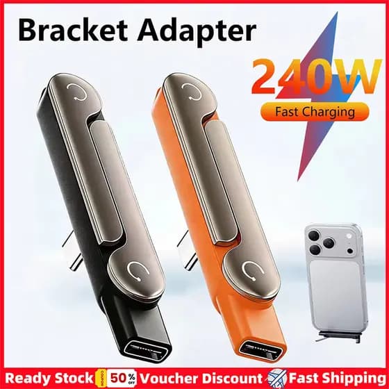 Adaptador De Suporte De Carregamento De Telefone 2 Em 1 Tipo C 240W De Carga Rápida OTG Macho Para USB-Fêmea Conversor C