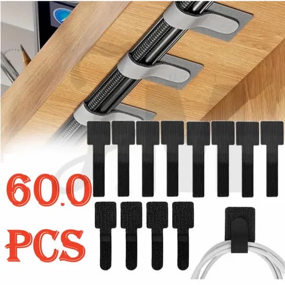60PCS Abraçadeiras Reutilizáveis Organizadoras De Cabo Organizador Auto-Adesivo Cintas Gerenciamento De