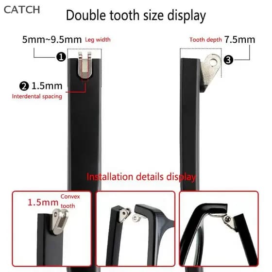 Capture 1 Par De Óculos Templo Braço Dente Duplo Dentes Planos TR90 Substituição Antiderrapante Perna Acessórios De Repa