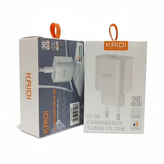 Carregador Turbo KD-108 20W USB-C Fonte Rápida para iPhone