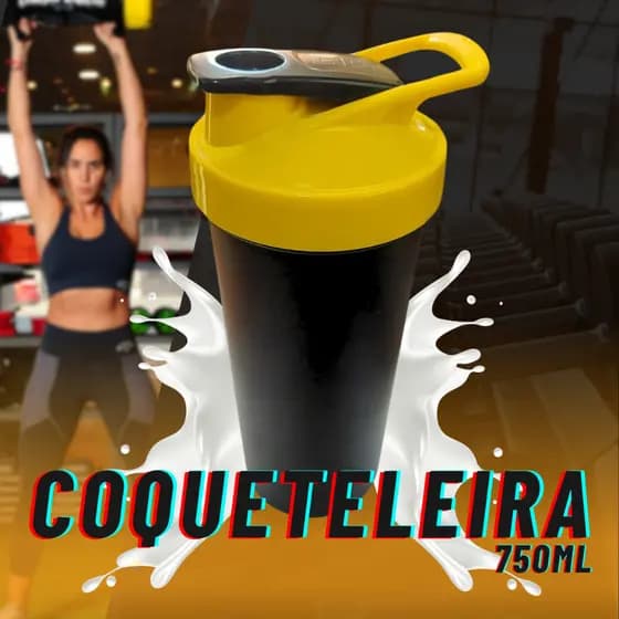 Coqueteleira shaker com misturador e peneira 750ml whey copo academia, shakeira garrafa squeeze garrafa de água
